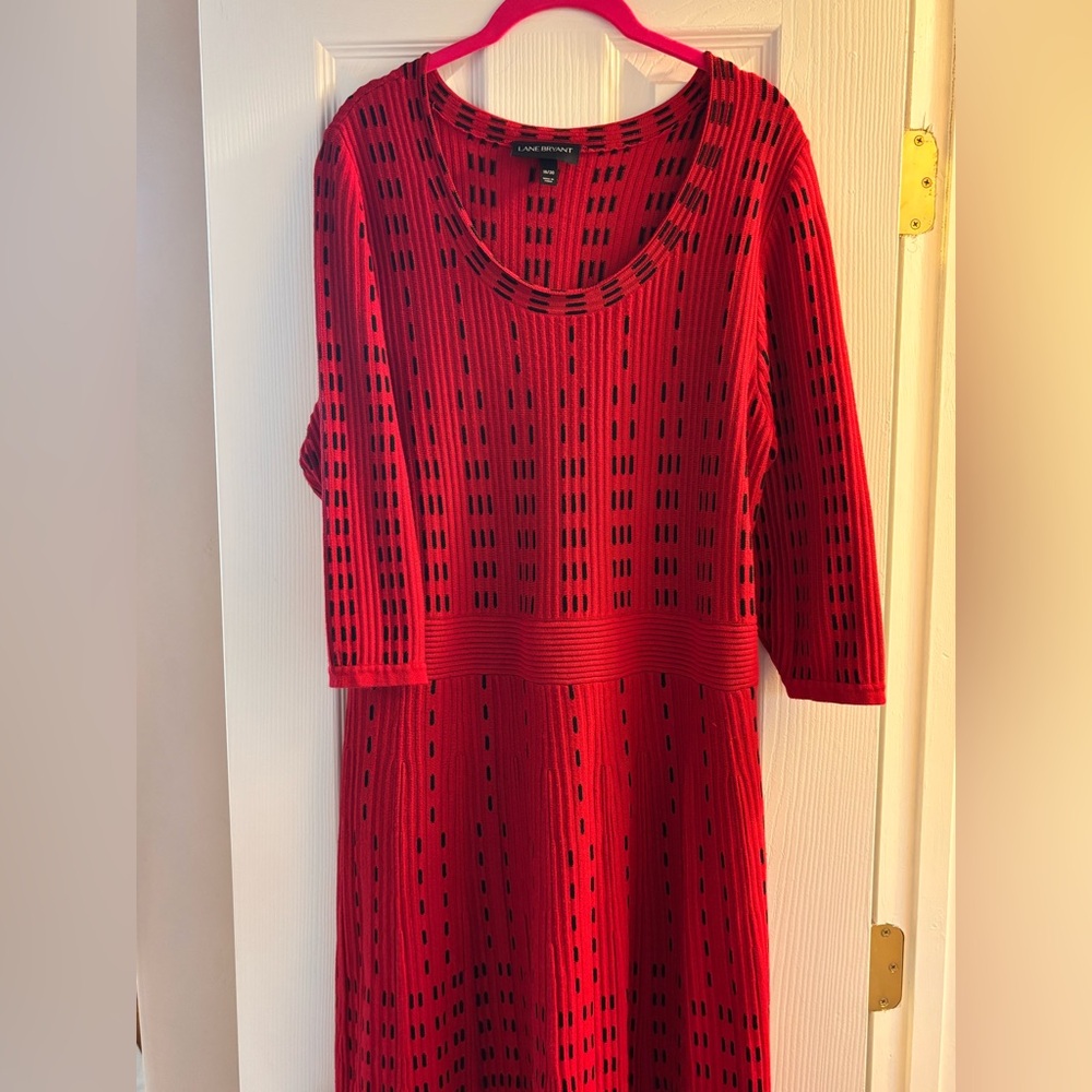 Lane Bryant Red and Black Sweater Dress 18/20